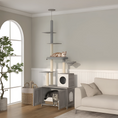 Load image into Gallery viewer, 2-in-1 Modern Cat Tree with Hidden Litter Box – Space-Saving Floor-to-Ceiling Tower - Whiskers and Wags
